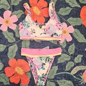 Maaji Floral Bikini Set with Pink and Orange